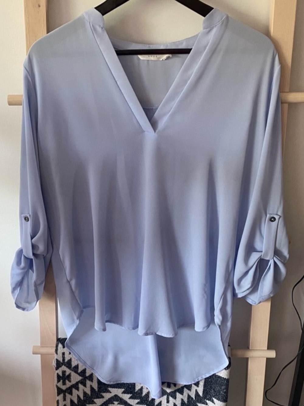 Lilac Purple Blue Women's V-Neck Blouse